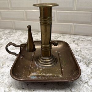 Vintage 1970’s Brass Chamberstick Push Up with Snuffer India Candlestick